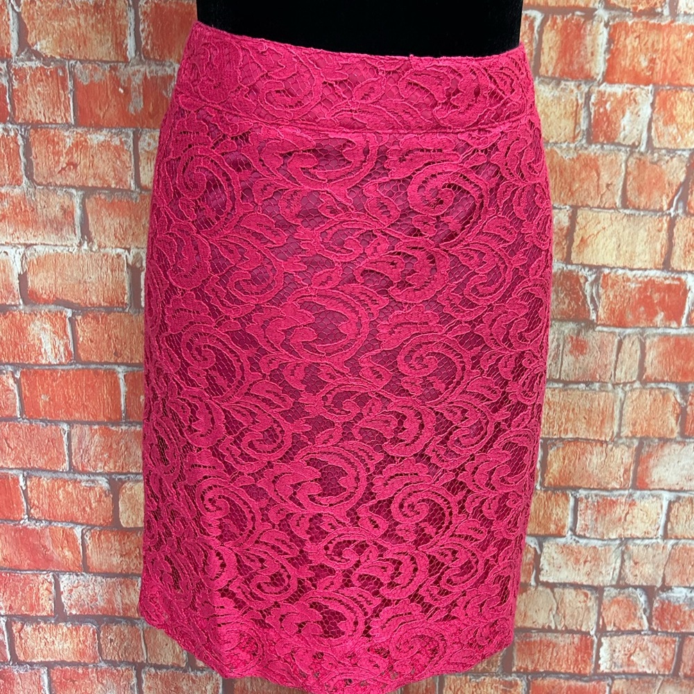Merona Bright Pink Lace Pencil Skirt
